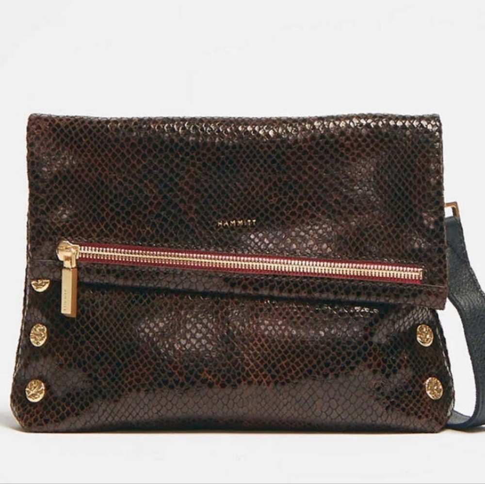 Hammitt brown red medium dillon cross body/clutch